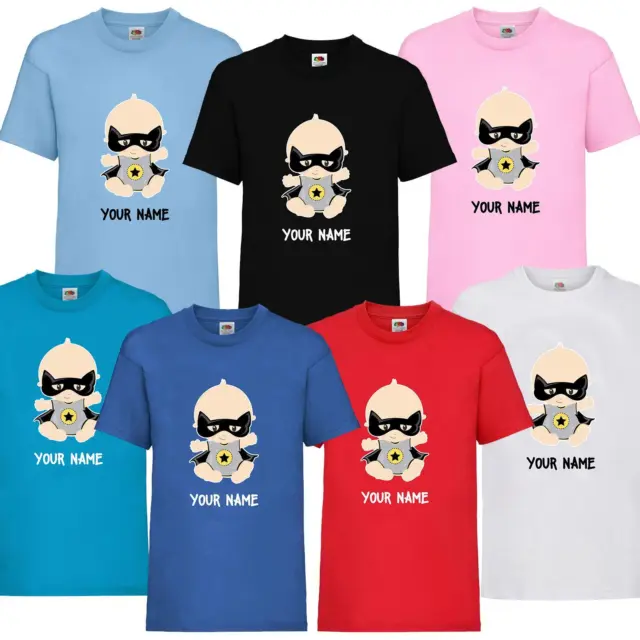 Kids Boys Girls Personalised Batman Inspired Superhero Baby T-Shirt Birthday Tee