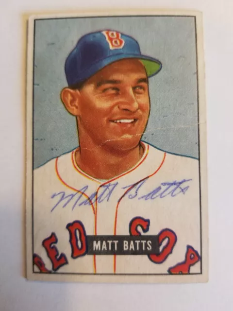 Low Pop 1951 Bowman #129 Matt Batts Red Sox Signed Card Auto Autographed