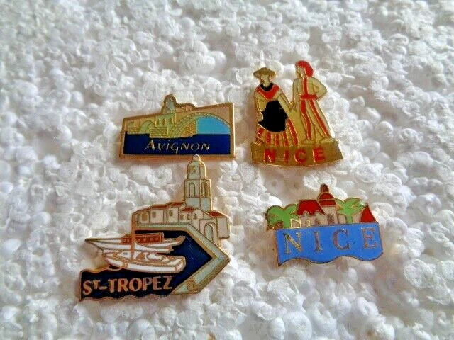 Job lot of 4 Tourist resorts Cote d Azur France metal lapel pins