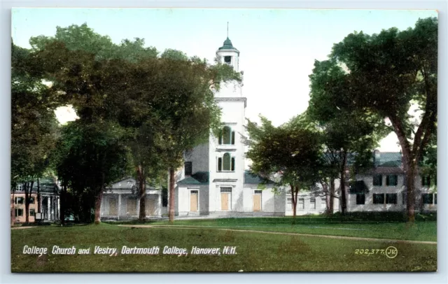 Postcard College Church and Vestry, Dartmouth College, Hanover NH I186