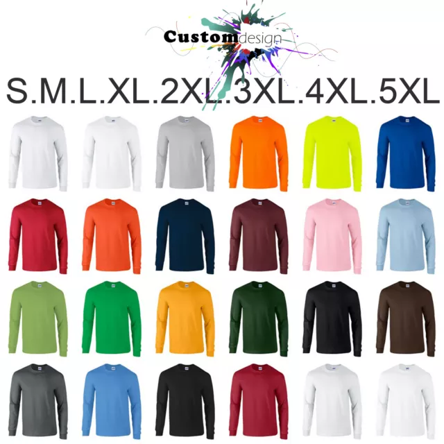 Long Sleeve T-SHIRT blank plain basic tee S - 5XL Small Big Men's Ultra Cotton