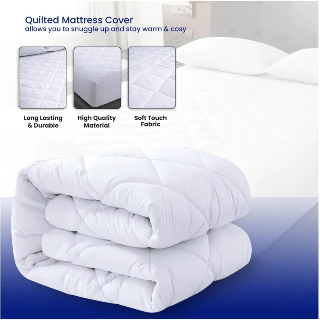 Extra Deep Mattress Protector Quilted Bed Topper Cover Single Double King Size