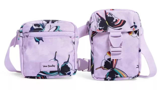 NEW Vera Bradley Convertible Belt Sling Crossbody Bag Lavender Butterfly NIP