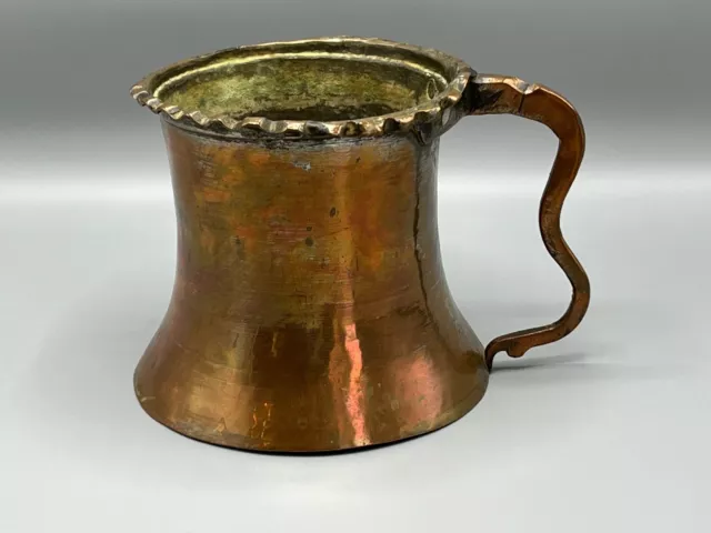 Antique Victorian Copper Measure Tankard Pot Planter with Handle Old Vtg Period