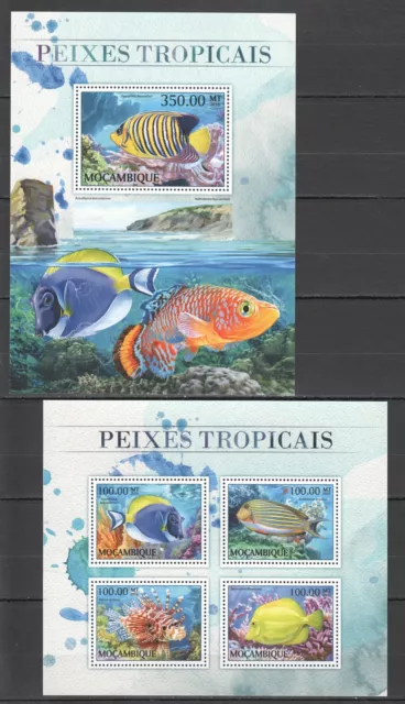 B1346 2016 Mozambique Fauna Tropical Fish & Marine Life 1Kb+1Bl Mnh