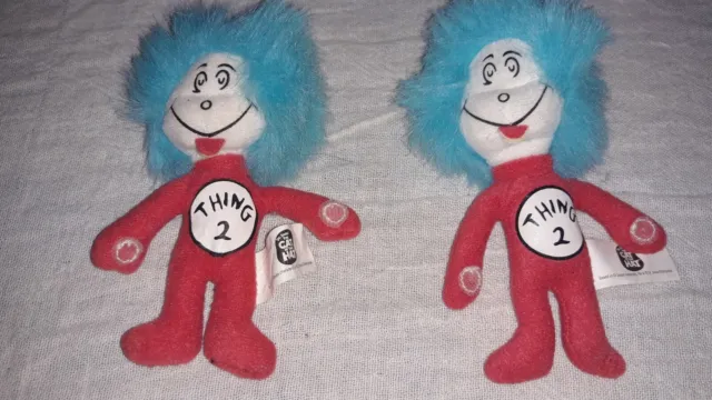 Pair Of Dr. Seuss Cat in The Hat Thing 2 Mini 4" Plush Toys for Kellogg Company