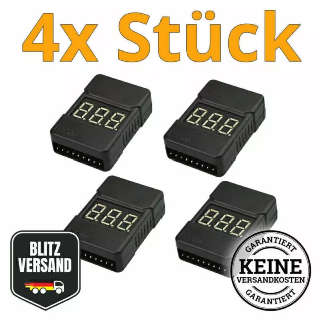 4x Lipo Alarm Piezo Tester Warner Buzzer Checker 2S-8S Saver mit Schutzgehä R5F0