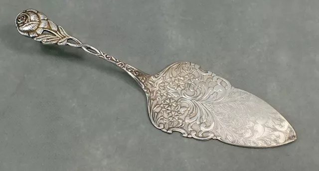 Antique Vintage ROSE HANDLE Silver PIE SERVER Made in SWEDEN