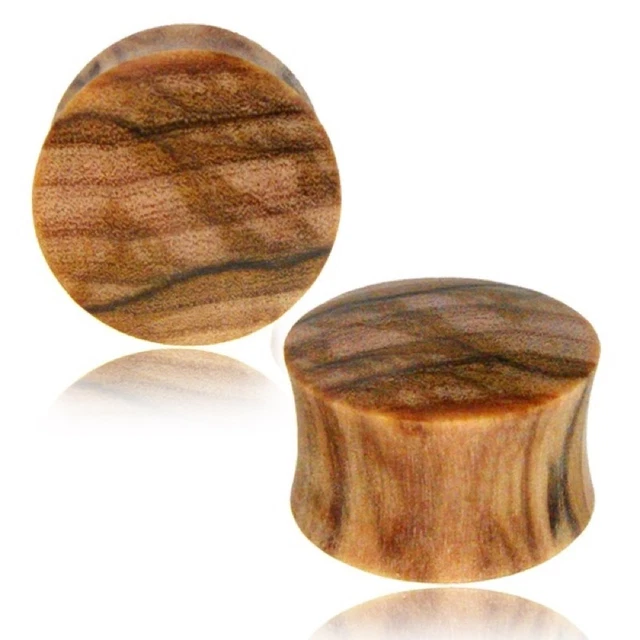 Pair Double Flare Olive Wood Plugs Tunnels Gauges Gauge Tunnel Organic Plug