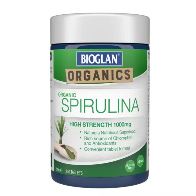 BIOGLAN Organic Spirulina High Strength 1000mg 200 Tablets