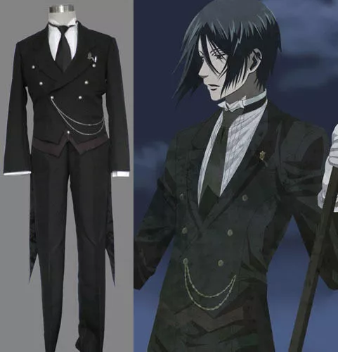 Black Butler Sebastian Michaelis Cosplay Anime Costume Black Tuxedo Kuroshitsuji