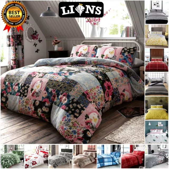 DUVET COVER SET Reversible Quilt Covers Single Double King Size Bedding Sets