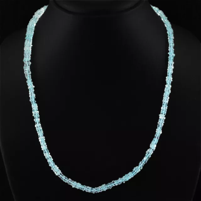 94.50 Cts Natural Untreated Single Strand Blue Aquamarine Beads Necklace (Rs)