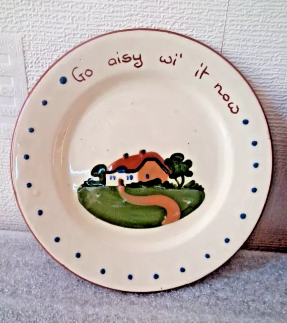 Dartmouth Pottery Plates x 2 Old Devon Sayings .Go eisy wi' it now/ Heaven sends 2