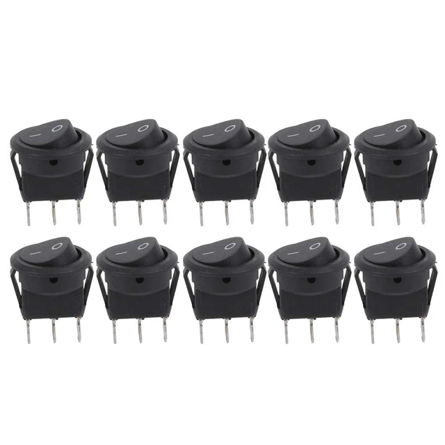 10Pcs 23Mm Mini Rocker Switches, 3Pin 2‑Position round Boat Mini On‑Off, Rocker