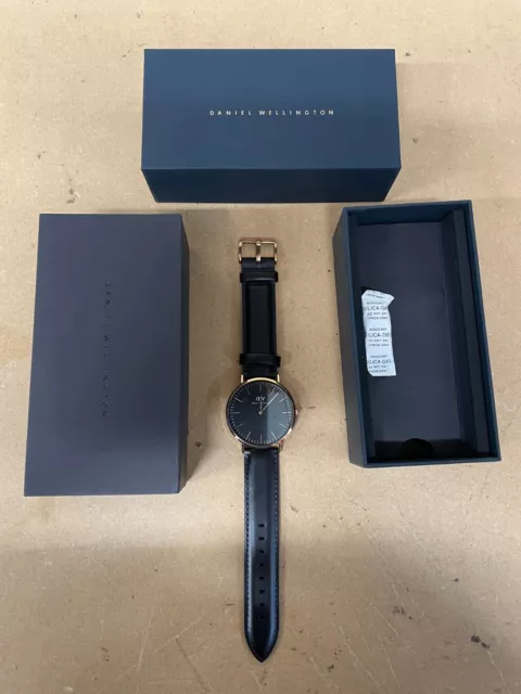 DANIEL WELLINGTON MENS Womens Unisex Black Rose Gold Wrist Watch DW00100129 4.20 PicClick UK