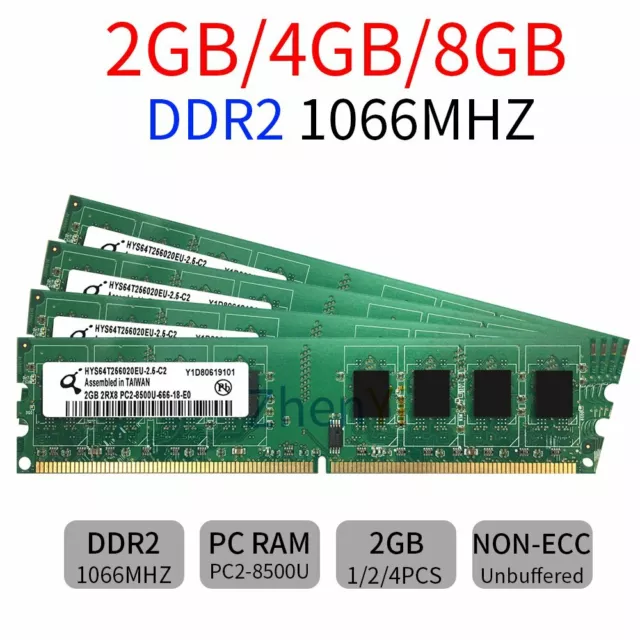 8GB 4GB 2GB DDR2 1066MHz PC2-8500U DIMM RAM OC Desktop Gaming Memory Qimonda LOT