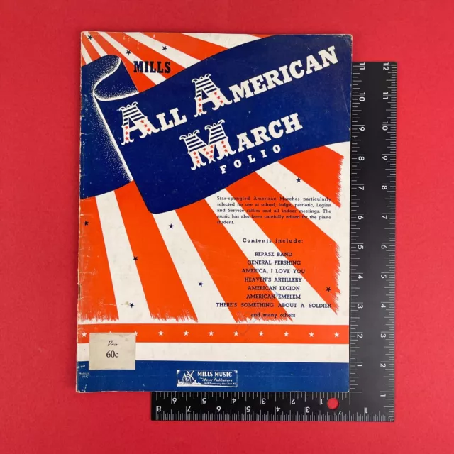 Mills Music - All American March Folio - Vintage Piano Sheet Music Book - 1940s