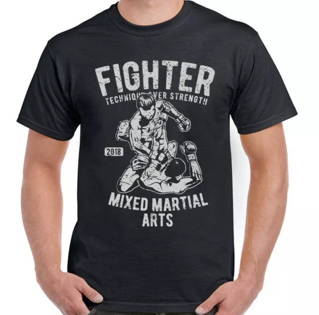 Fighter Mens Funny Mixed Martial Arts T-Shirt MMA Gym Training Top Grappling