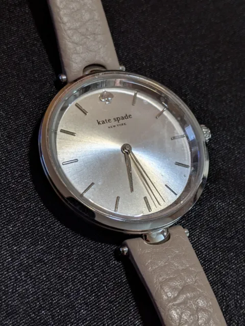 Kate Spade Holland Silver Dial Taupe Leather Band Quartz Ladies Watch 0813 NWOT