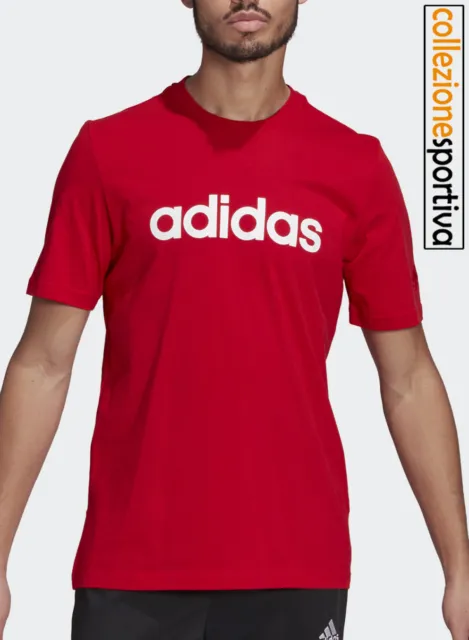 T-SHIRT UOMO/DONNA ADIDAS EMBROIDERED LINEAR LOGO - GL0061 col.rosso/bianco