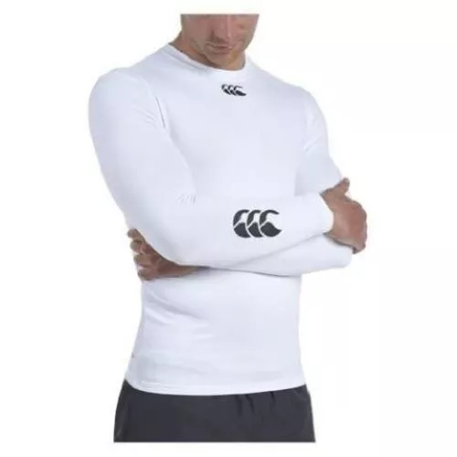 Basis Layer Canterbury Langärmeliges Top Thermo - Rugby Fussball Kinder Klein Weiss