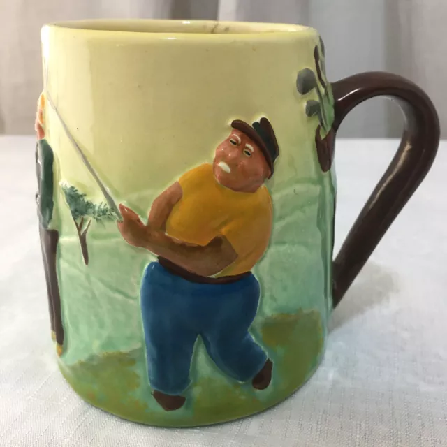 Diana Australian Studio Artist Pottery Ceramic Golfers Mug 1950's RETRO