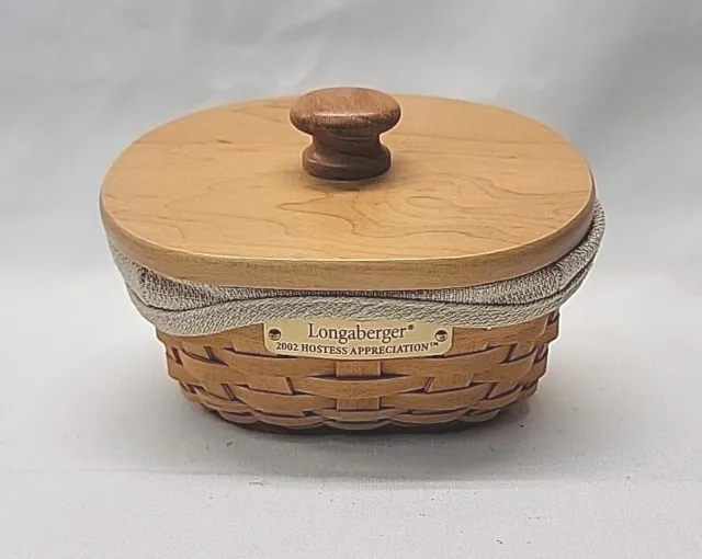 Longaberger 11482 Hostess Appreciation Basket W Lid Liner Protector 2002