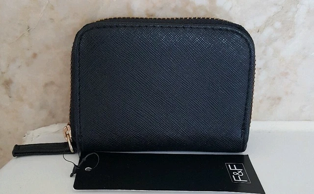 Sac à main noir femme/fille avec fermeture éclair dorée/cuivre autour de F&F. Tout neuf