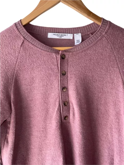 Project Social T Size XS Soft Stretchy Mauve Henley Top 2