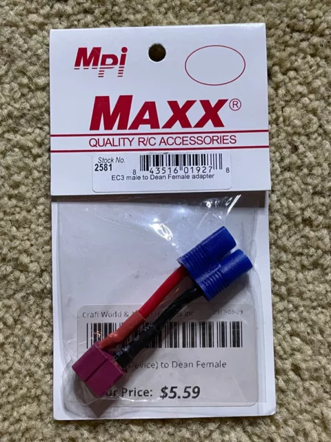 NEW MPI Maxx Female Deans to EC3 Charge Battery Device Adapter Pair #2581 R/C RC
