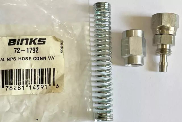 BINKS HOSE CONNECTION 72-1792 s.s. 1/4”nps(f) swivel s.g.-3/16” i.d. x 1/4” o.d.