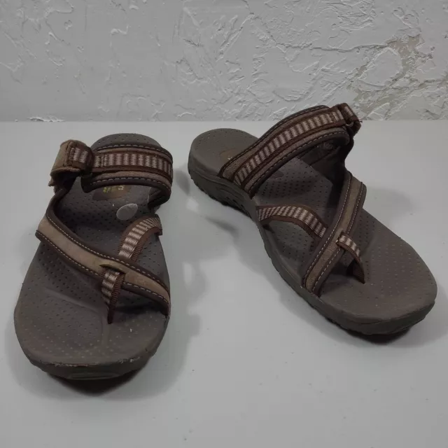 SKECHERS MEN'S 10 Sandals Outdoor Lifestyle Hook & Loop Straps Leather ...