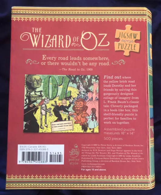 Vintage-Look Wizard of Oz Jigsaw Puzzle 500-Pieces Dorothy Toto Lion Witches 3