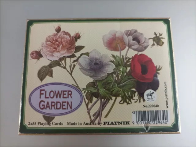 Lot De 2 Jeux De Cartes A Jouer Dans Un Coffret, Flower Gardent, Piatnik