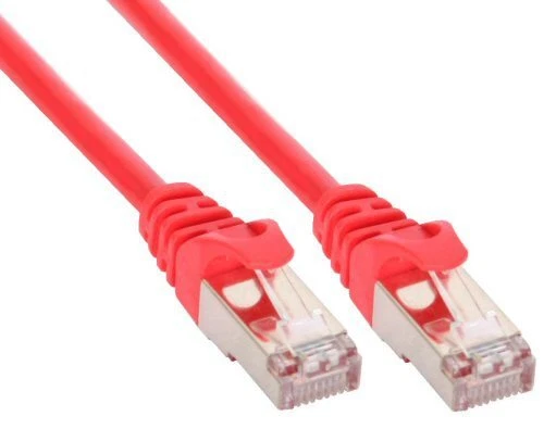 5 cavi patch InLine Cat 5e F/UTP RJ 45 - spina schermatura pellicola rossa 2 m