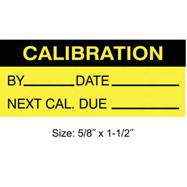 STRANCO INC TCF-22136 Calibration Label,ENG,Black/Yellow,PK350 30XD75