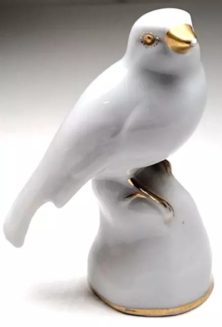 Metzler Ortloff Porcelain Bird Figurine White Gold Gilt Art Deco Germany 4344