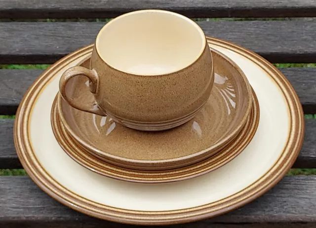 4 Piece Vintage DENBY `PAMPAS` Ribbed Tea Cup - Saucer - Side Plate & Plate VG+