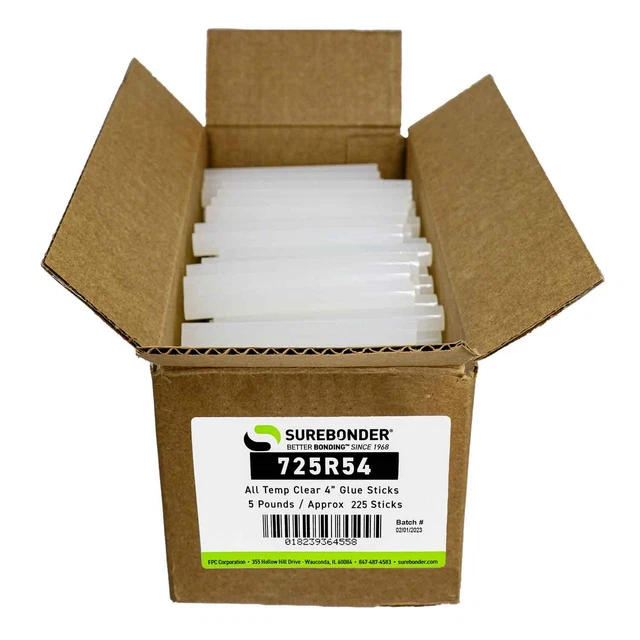 Surebonder Full Size 4" Clear All Purpose Hot Glue Stick - 5 Lb Bulk