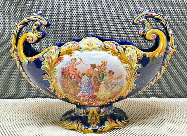JARDINIÈRE ANCIENNE JARDINIÈRE Bleuets Porcelaine France Antique