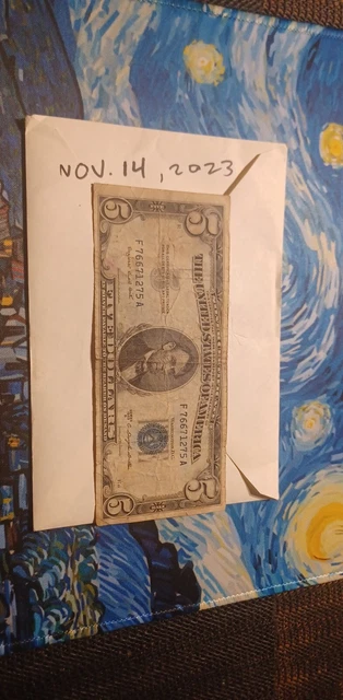 ✯ One RARE 1953 Blue Seal $5 Silver Certificate Note FIVE Dollar Bill Lot Money✯