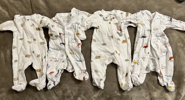 Carters Infant Baby Clothes Set 4 One Piece Jumpsuit Outfit Size Preemie