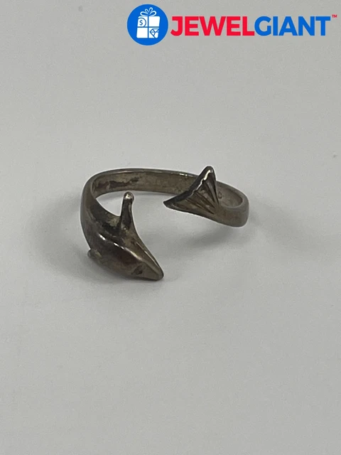 Taxco Sterling Silver Open-End Ring Sz 8.00 Dolphin Made In Mexico 3.6 G #Ei929