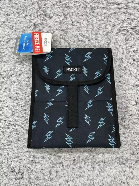 PACKIT Freezable Foldable Gel Lunch Bag Cooler Blue Lightning  - NO ICE NEEDED