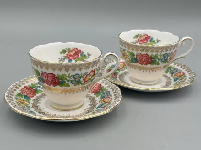 Royal Standard Indian Summer Vintage Fine Bone China Tea Cup and Saucer x 2.