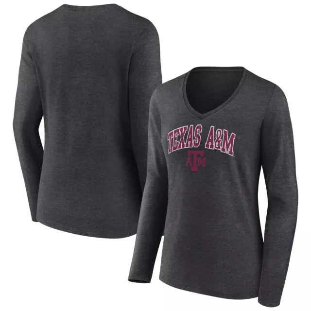 Women's Fanatics Branded Charcoal Texas A&M Aggies Campus Long Sleeve V-Neck