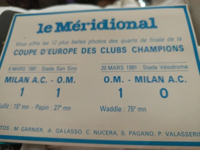 Carte De Collection Olympique Marseille - AC Milan 1993 - Finale Ligue Des Champions - C-15