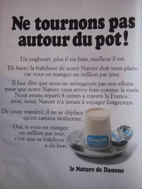 Publicité De Presse 1970 - Yoghourt Nature Danone - Advertising