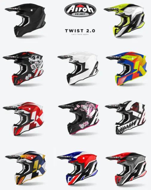 Airoh Twist 2.0 Casco Off Road HRT Doppio Anello Cross Enduro Moto